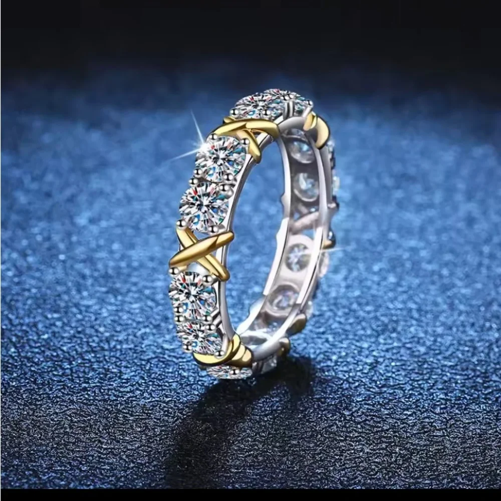 New 9.25 Tiffany Style-14k White Gold Finish Platinum & White Topaz Ring Size 7